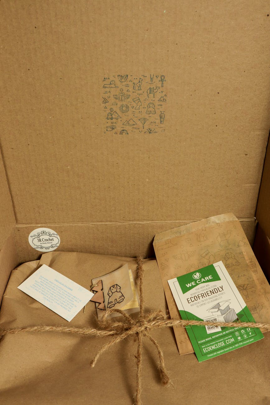 brown cardboard box with package