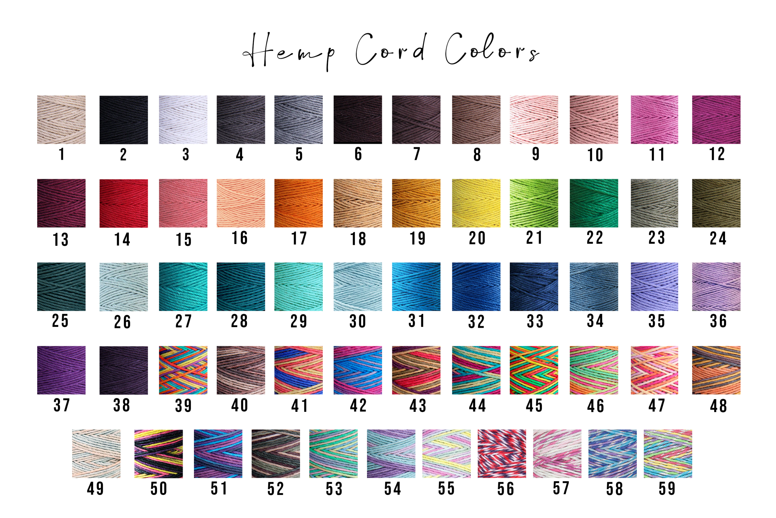 Available Hemp Cord Colors